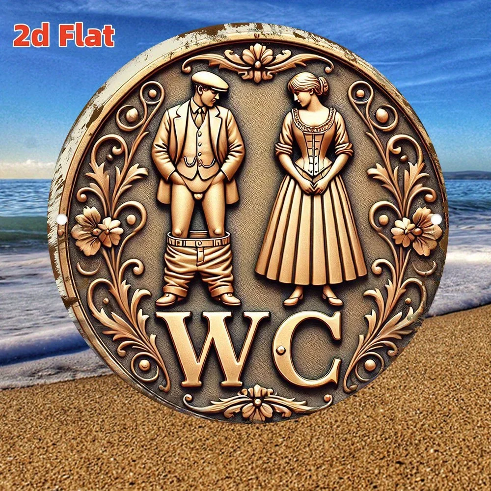 CIFBUY Vintage Victorian Toilet Doorplate Aluminum Wall Art Waterproof Wear Resistant Decor for Living Room Bedroom Home Bar Caf