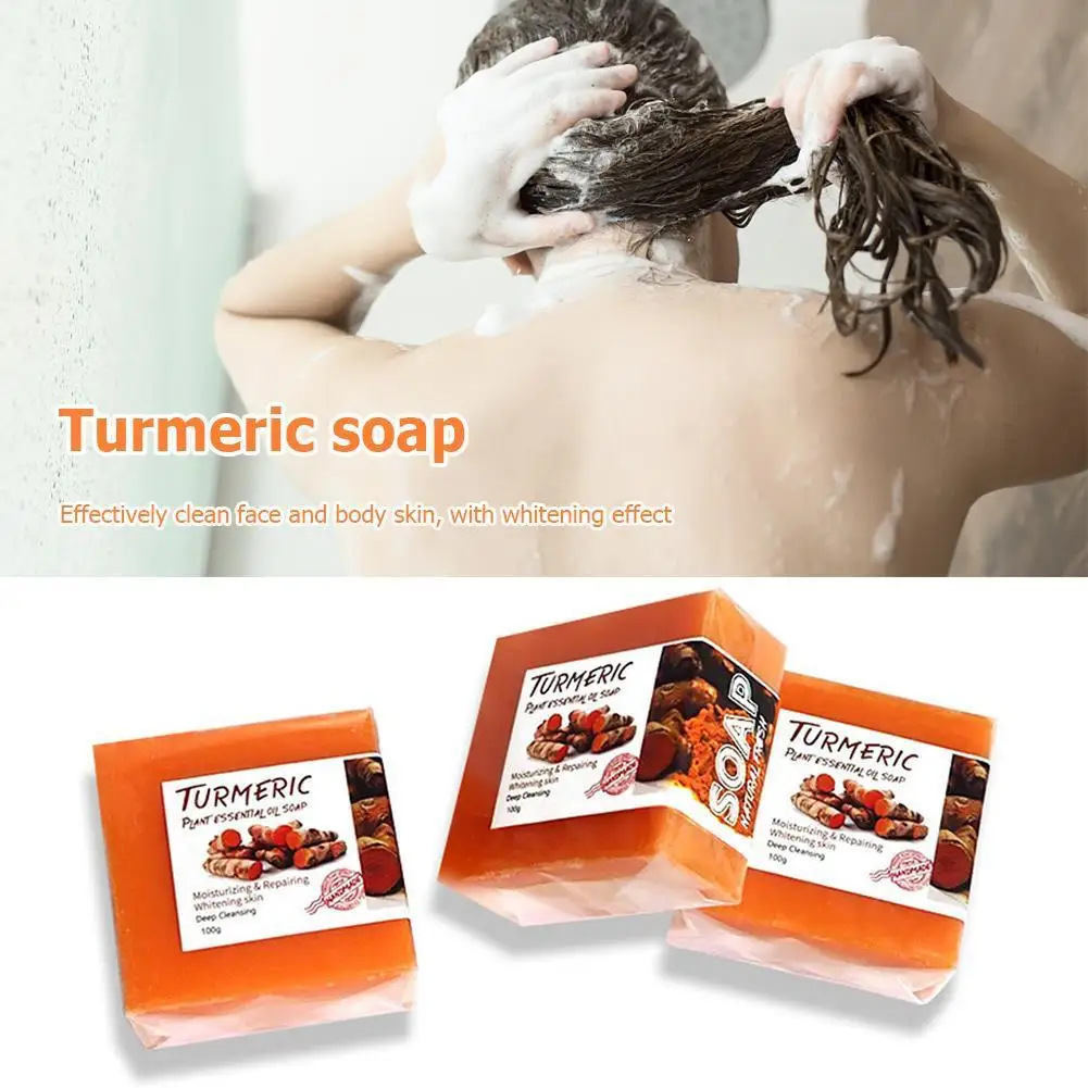 Turmeric Soap Oil Control Removal Acne Skin Care Soap Body Care Acid Dark Spot Remover Soap Bars 100g for Face & Body-Acne