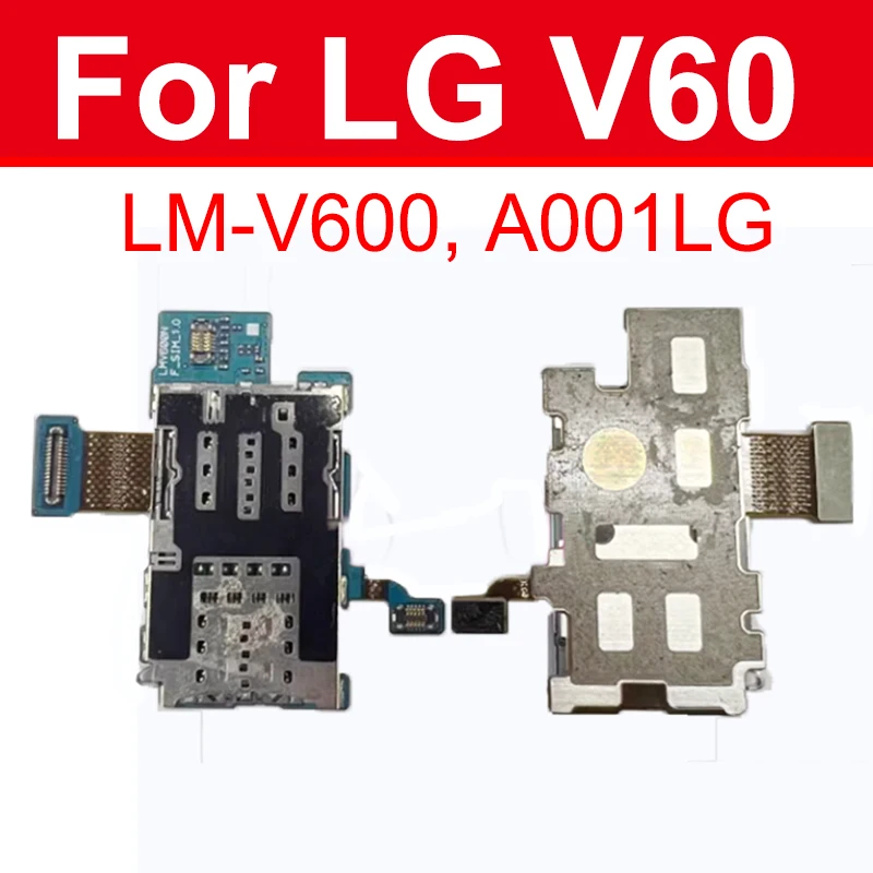 For LG V60 ThinQ 5G V600 Sim Card Socket Slot Flex Cable   Card Reader Adapters SIM Card Board Holder Flex Cable Parts