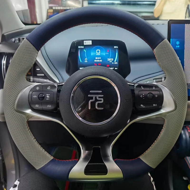 Car Anti-Slip Microfiber Leather Steering wheel Cover for BYD Atto 3 Yuan Plus Steering Wheel Cover HandSewn Protective Cover
