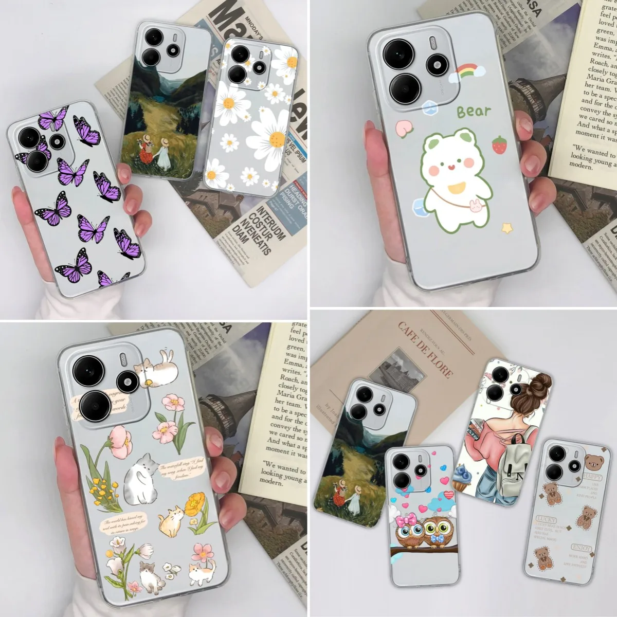 Soft TPU Case For Redmi Note 14 Pro 14S 4G Funda Fashion Back View Girl Clear Silicone Shockproof For Redmi Note14 14Pro Housing