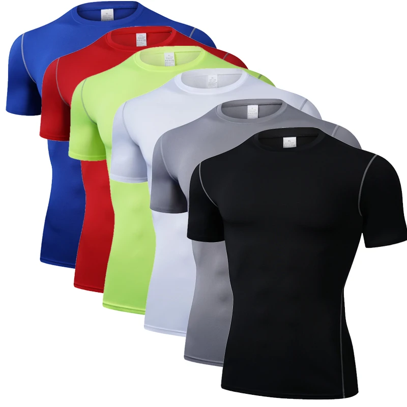 Sports tight fitting quick drying short sleeved fitness running training high elasticity round neck fitness base coat