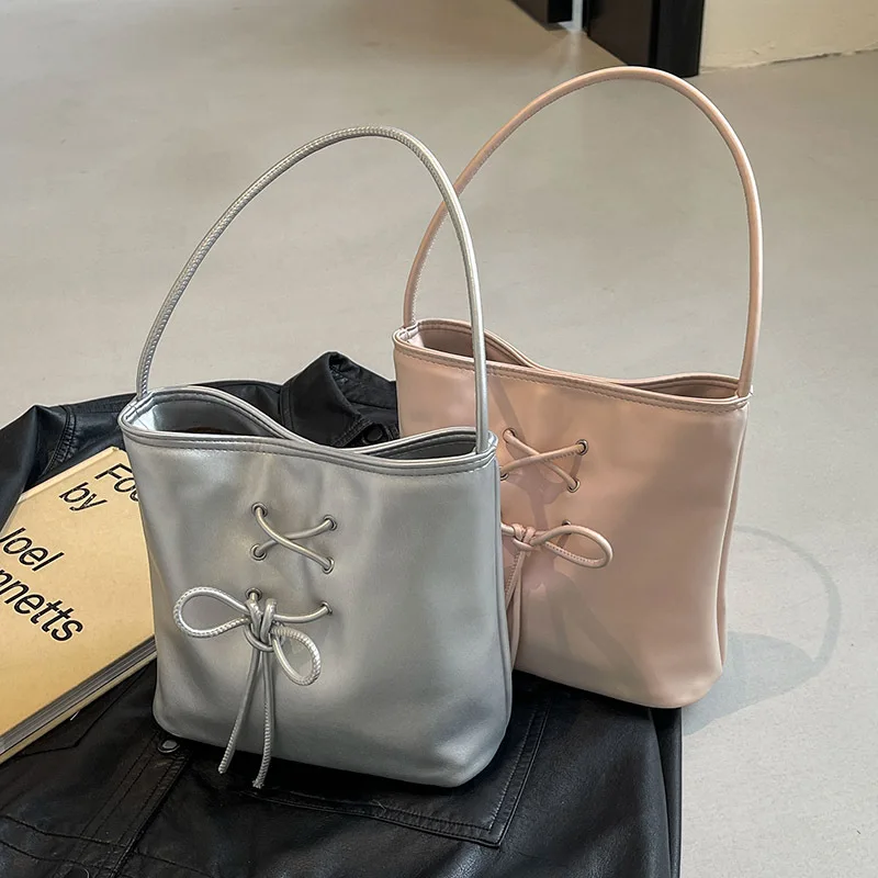 Richme Fashion Women Handbags 2024 New Sweet Girls Bucket Shoulder Bags Elegant Daily Luxury Designer Drawstring Bolso Mujer