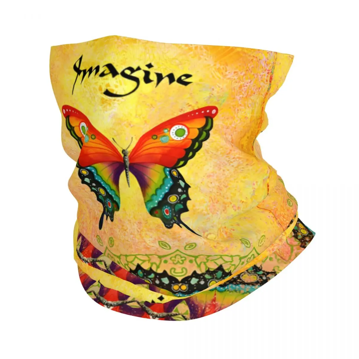 

Тонкая Бандана с бабочкой и мандалой, шейный платок, шарф, повязка на голову, шейный чехол