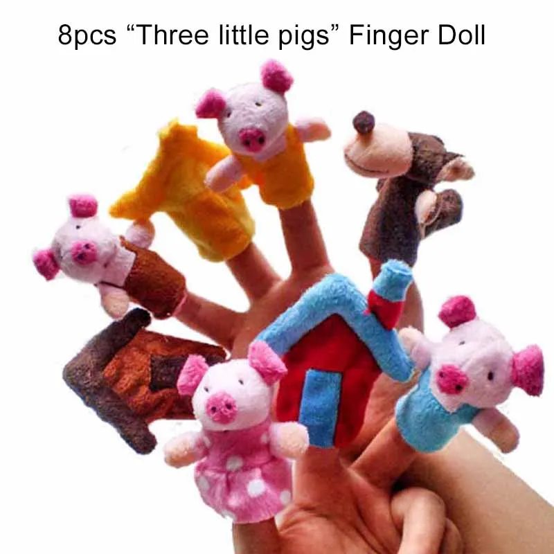 Kinderen Vingerpop Knuffel Cartoon Varkentje Aap Fabel Verhaal Rollenspel Educatief Speelgoed Handpop voor Kinderen TMZ