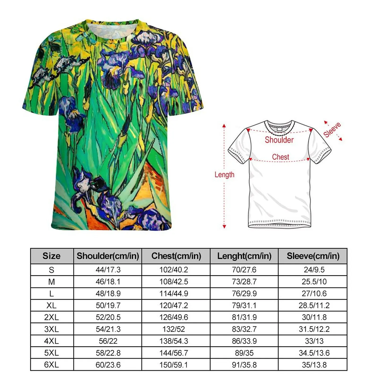 Summer T Shirt Van Gogh T-Shirts Irises Purple St Remy Streetwear Harajuku Tee Shirt For Man Short-Sleeve Custom Plus Size Tops