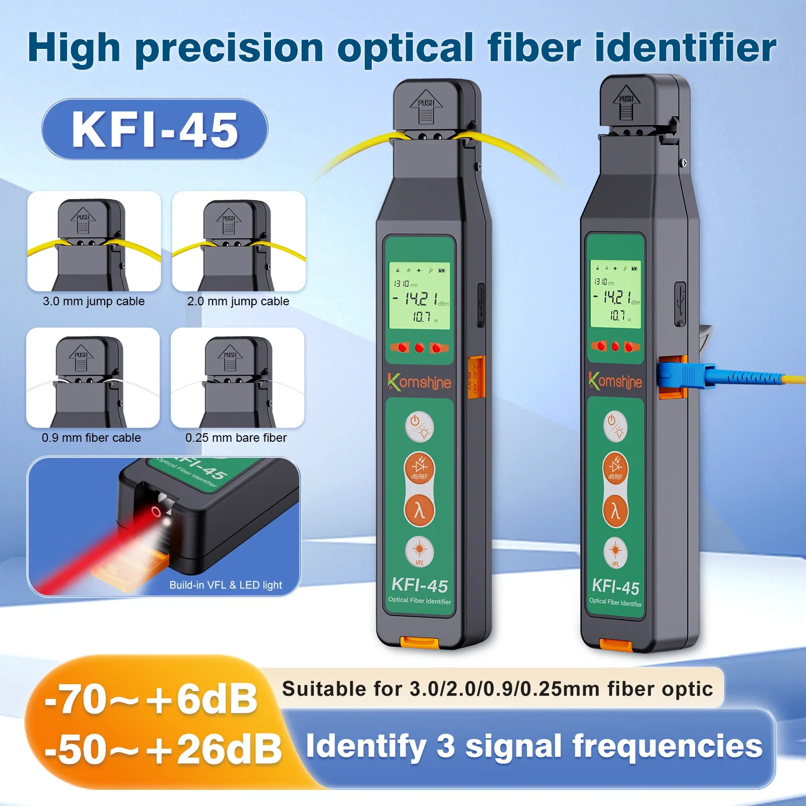 Komshine KFI-45 with 10MW VFL Fiber Optic Trafic Identifier with Power Meter Function and LED Light