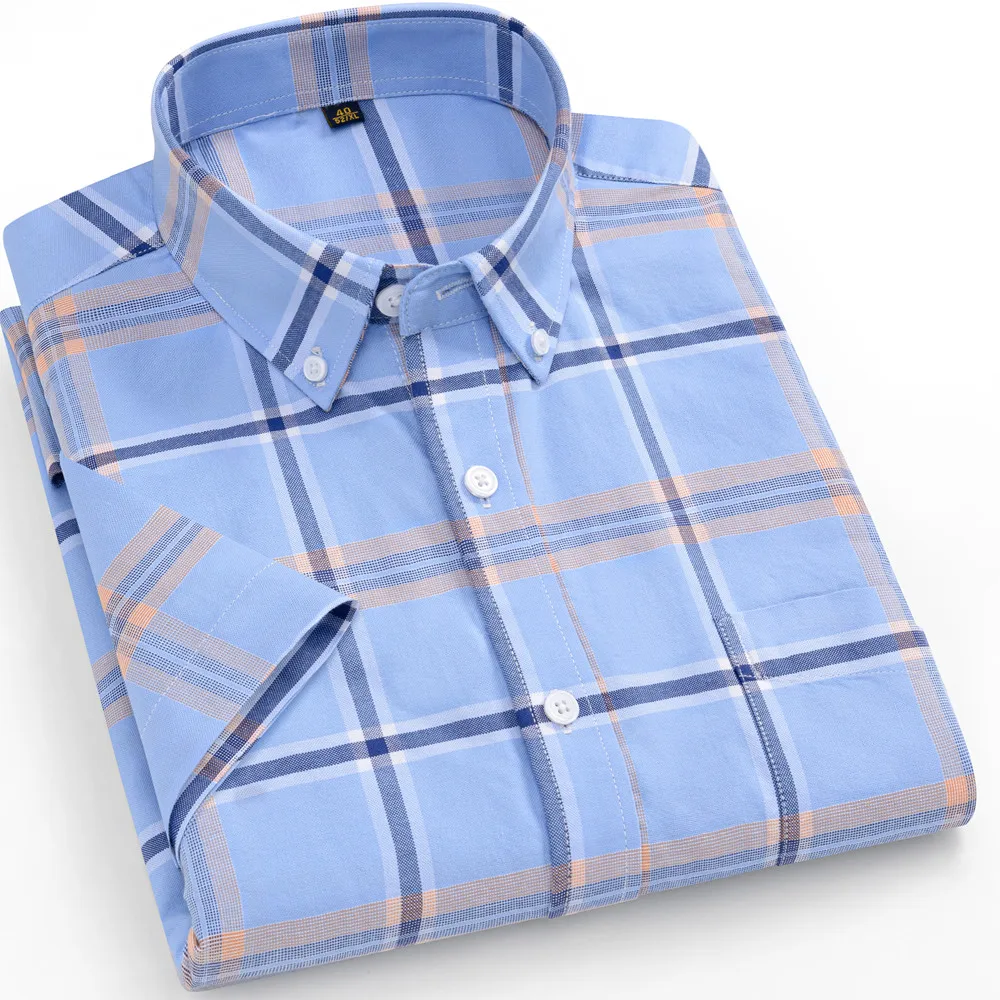 Übergroßes 11XL 10XL Gestreiftes Hemd für Herren Sommer Kurzarm Übergröße 155KG Lässiges Oxford-Gewebe Kariert 100% Baumwolle Alltags-Bluse