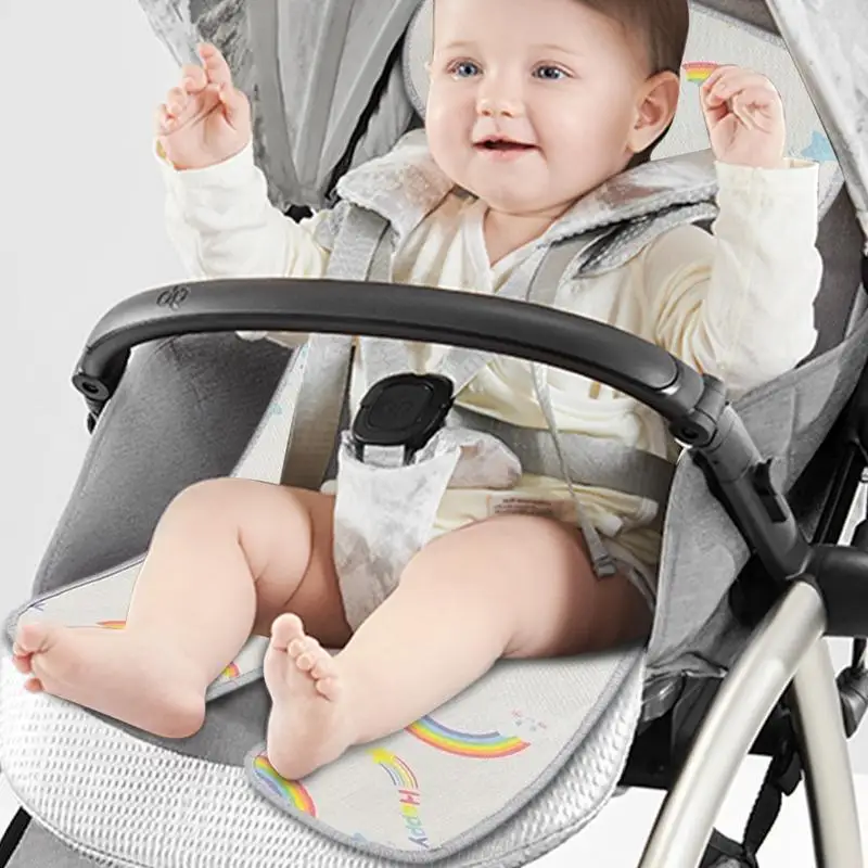 Almohadilla refrescante para cochecito de bebé, almohadilla refrescante para cochecito de bebé, forro de asiento de coche plegable transpirable, funda de cojín de doble cara de seda helada para viajes y
