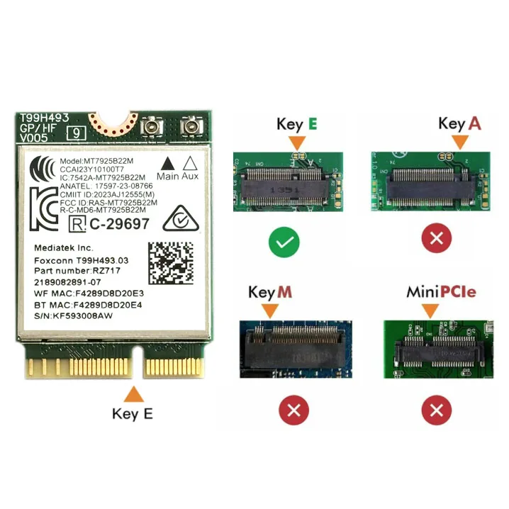 WDXUN für MT7925 WiFi7 Netzwerkkarte Bluetooth 5.3 M.2 NGFF Drahtloser Adapter 5400Mbps Tri-Band 2,4G 5G 6GHz Wifi 7 für Windows11 – Detail 7