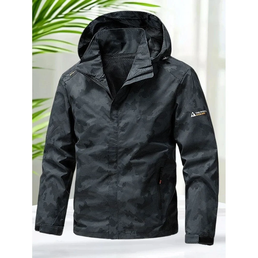 

Мужская водонепроницаемая куртка с отстегивающимся капюшоном, камуфляжная, легкая, с V-образным вырезом, удлиненная, для мужчин среднего возраста