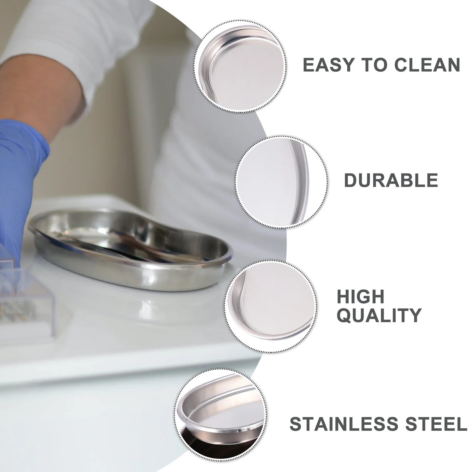 

3Pcs Dental Stainless Steel Trays Seamless Medical Instrument Tray Spill Proof Surgical Clinical Use Stainless Steel Trays