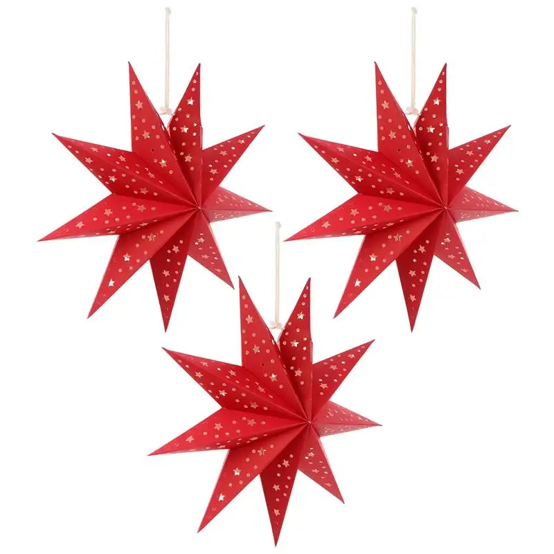 Xmas Led Star Star Paper Lampshade Pendant 3d Paper Star Lantern Christmas Star Lampshade Christmas Window Lights