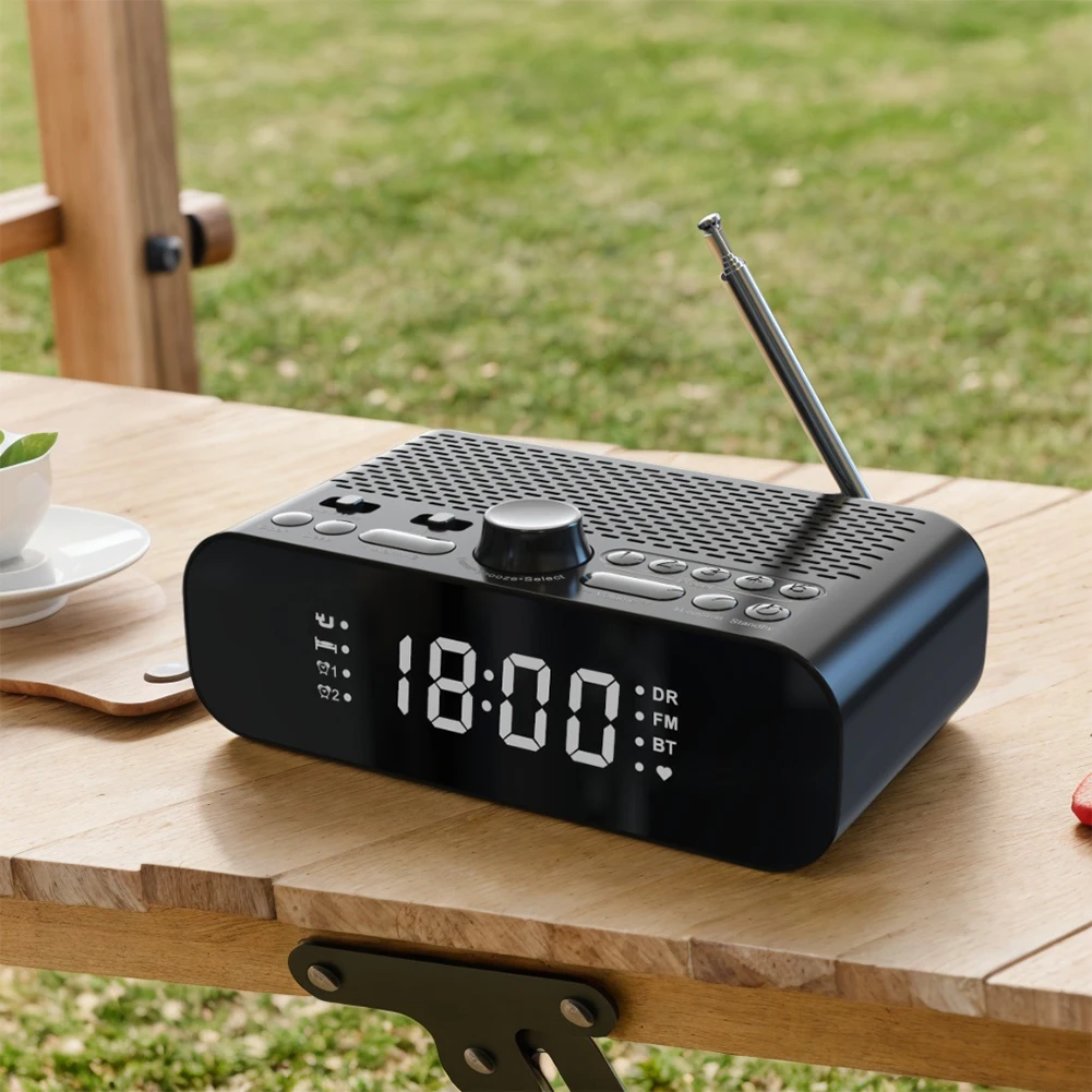 Portable DAB FM Radio LED Display Clock Radio Battery Operated Radio Digital Alarm Clock Radio for Home Outdoor Gift