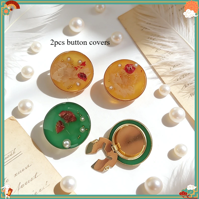 2PCS Fashion High Quality Pearl Flower Button Covers for DIY Clothing Decorative Button Cute Shirt Sleeve Button Decoration