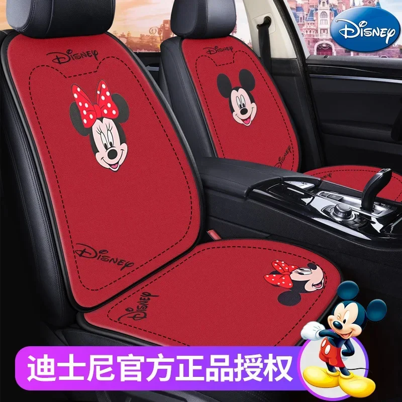 1PCS Disney Mickey Mouse Car Seat Cushion Polyester Fiber Breathable Fabric Five-seat Universal Cartoon Cute Car Seat Cushion