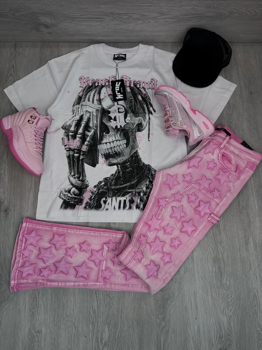 

Humor Skulls Design Pattern Light Color Series Simple Short-Sleeves 90s Harajuku Versatile Style American Retro T-shirts