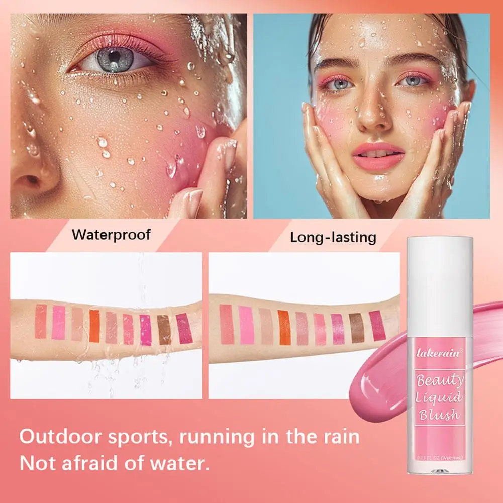 4ml Liquid Blush Make-up Liquid Illuminator Gesicht Text marker lang anhaltende natürliche Haut Tönung Gesicht Rouge Zauberstab für Wange h9q9