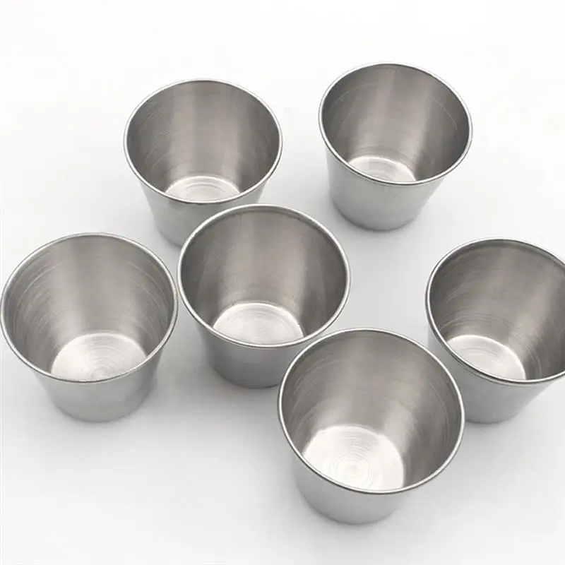 12pcs Mini Cups Stainless Steel Shot Cups Drinking Tumbler Spirits Cups Camping Wine Cups Sauce Holder Metal Sauce Cups