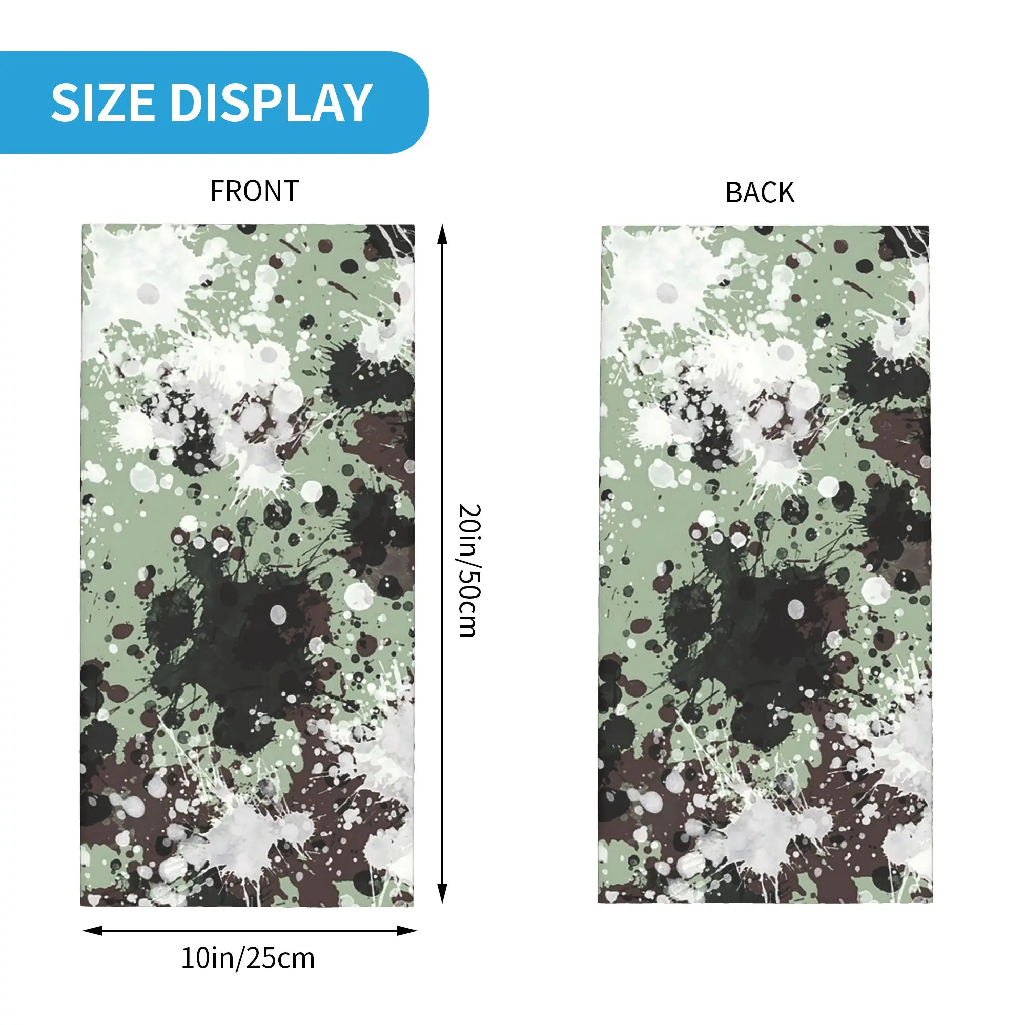 Sage paint splatter Splash Drip painting Bandana Neck Cover Printed Magic Scarf Headwear Running Unisex Adult Windproof