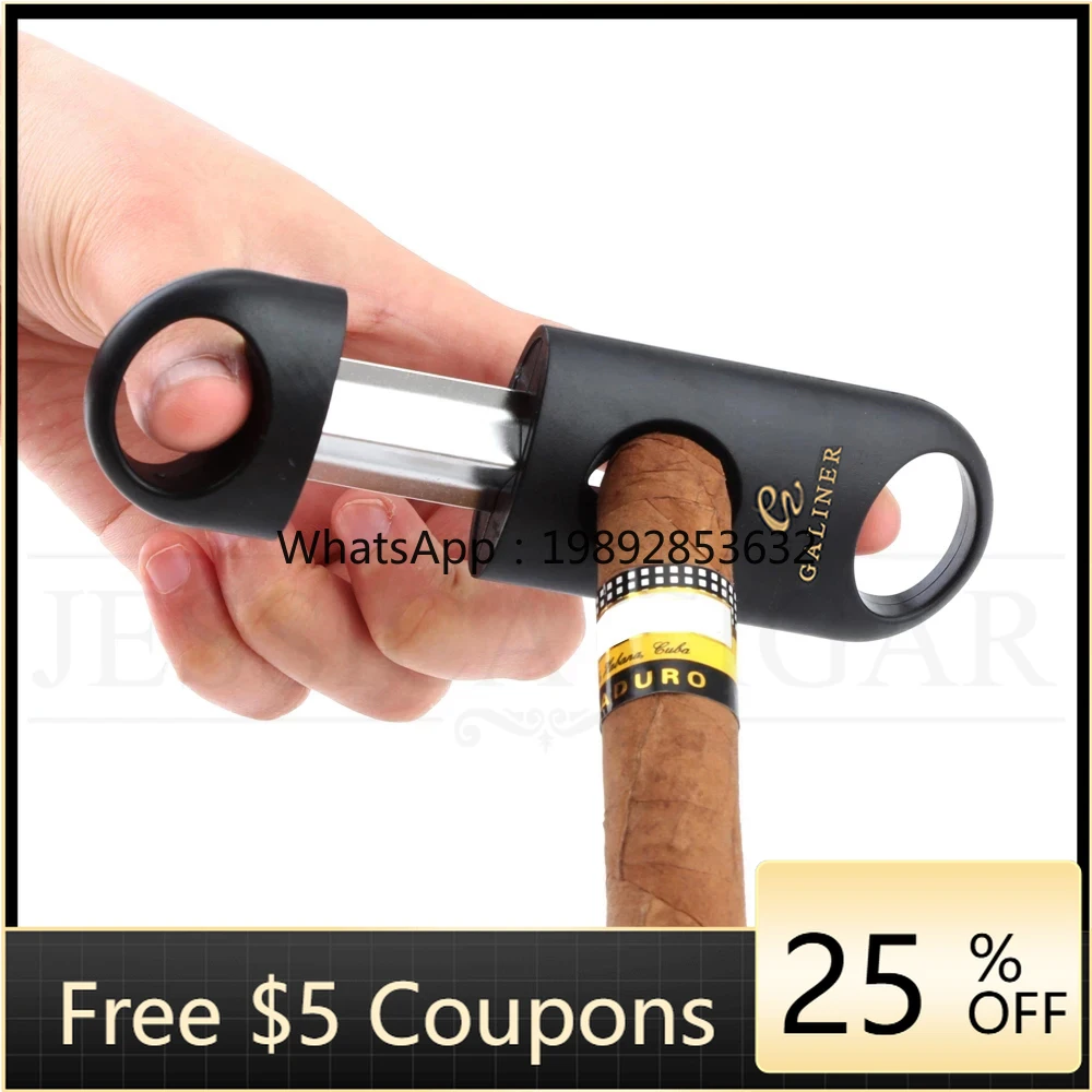 

GALINER Plastic V Cut Stainless Steel Blade Cigar Cutter Sharp Sigaar Cutting Tool Cigars Guillotine Pocket Zigarren Cutter