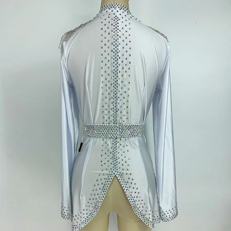 Profissional roupas de dança para homens novo design branco smoking latina salão valsa flamenco dança roupas adulto