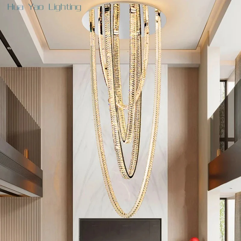 Modern home decoration crystal chandelier, stair Pendant lamp, living room Pendant lights, interior lighting