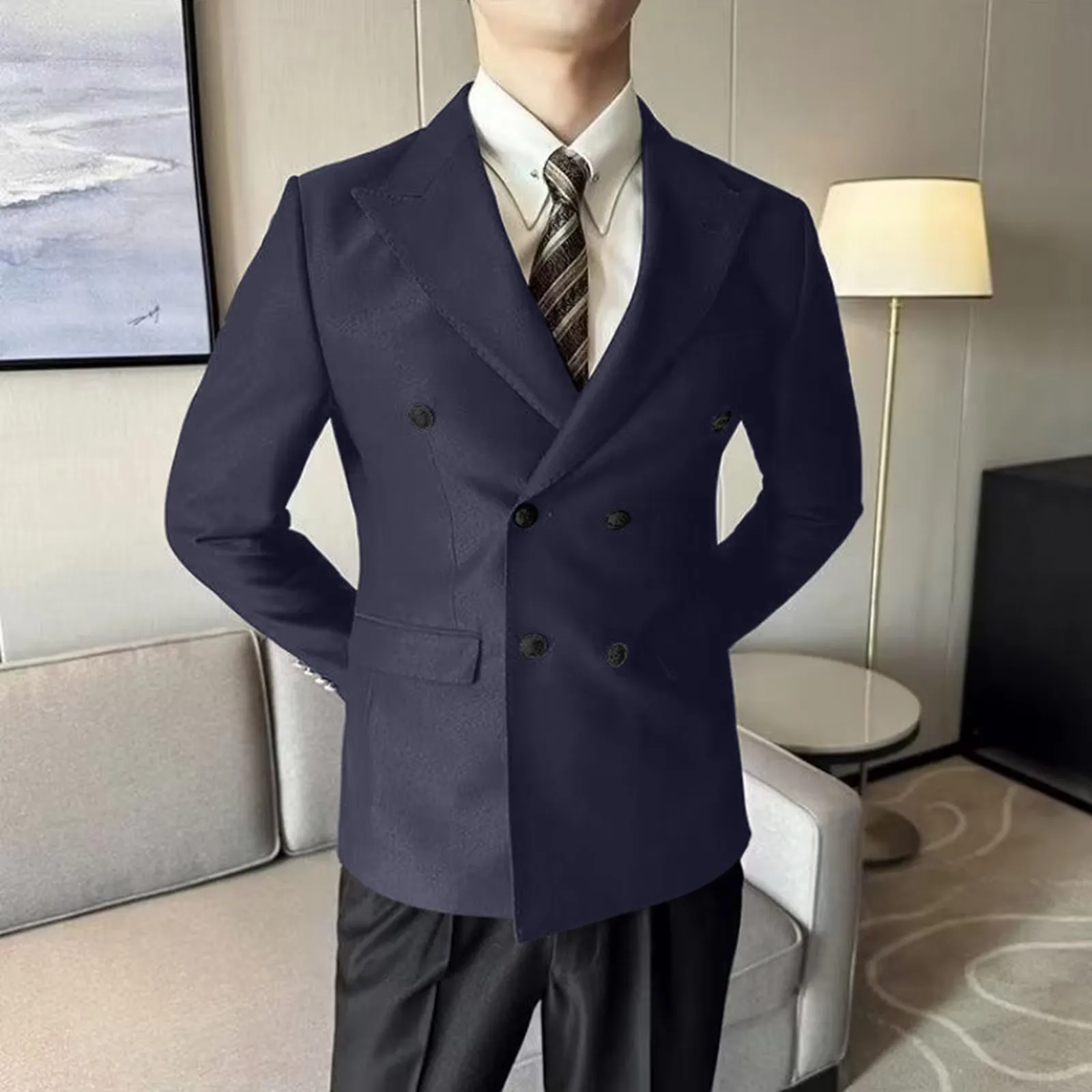 

Solid Wedding Men Suits Blazer Bridegroom Business Groom Wear Tuxedo Jacket Formal Costume Homme Party Prom Double Breasted Coat