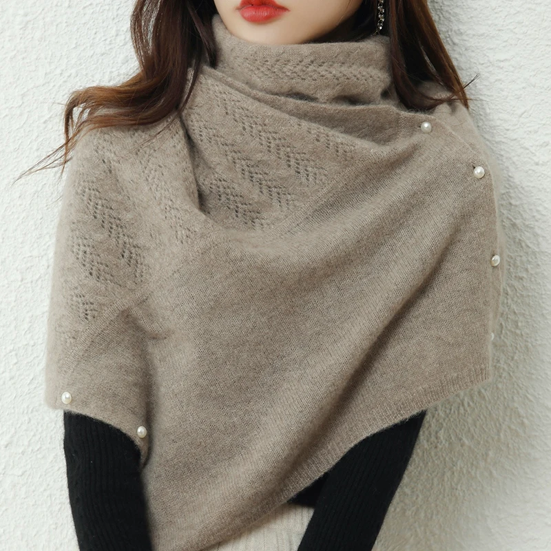 New Arrival Autumn Winter Knitted Women Scarf Solid Color 100% Pure Wool Poncho Warm Fashion Capes Lady High Quality Scarves