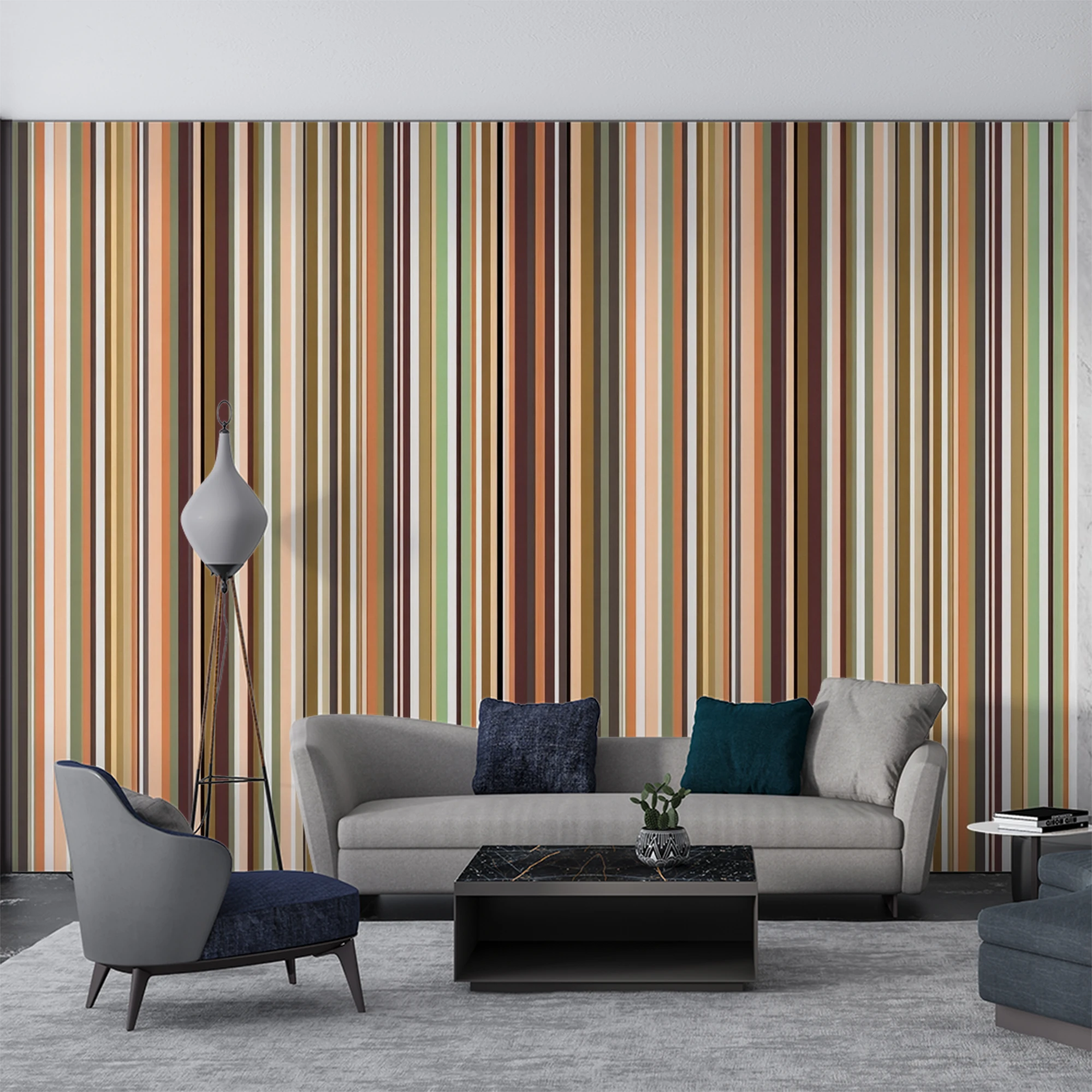 Custom Vertical Striped Mural Wallpaper Retro Multicolor Stripe Texture Wall Paper for Living Room Bedroom Home Decor