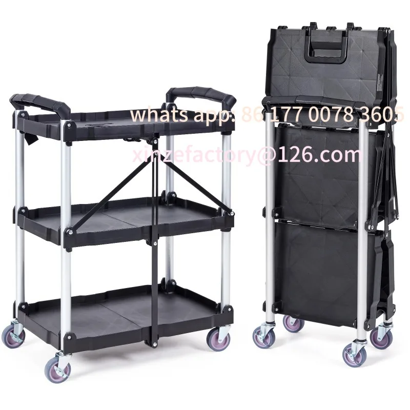 

Customizable 3Tier Folding Rolling Utility Cart Storage Shelf Movable Gap Rack Serving Cart Slide Organizer for Kitchen Bathroom