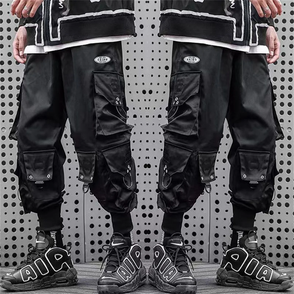 Pantalon de Jogging classique avec plusieurs poches élastiques pour hommes, tenue de rue Hip-hop décontractée, ample et confortable