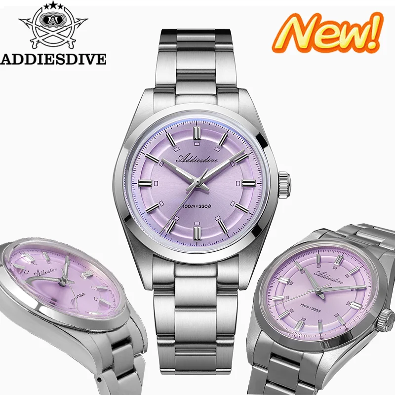 ADDIESDIVE NEW Luxury Dress Watch 36mm AR Coated VH31 Quartz Watches Bubble Glass BGW9 Luminous Waterproof Simple Men's Watch ﻿