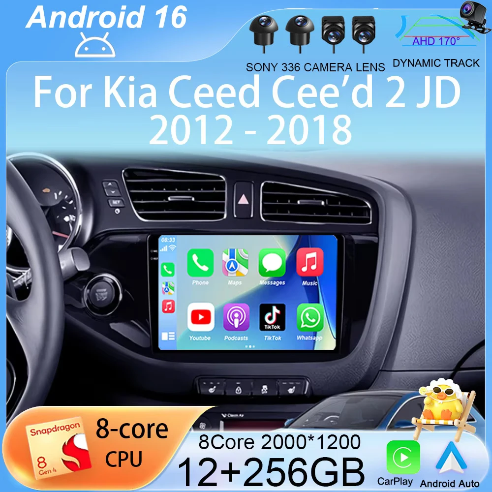 

Android 16 Carplay Auto Car Radio For Kia Ceed Cee'd 2 JD 2012-2018 Navigation GPS Multimidia Video Player Audio Head Unit Wifi