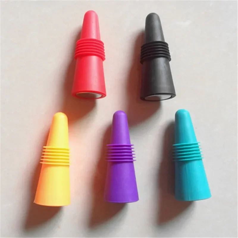 

5pc Silicone Wine Bottle Stopper Beer Cap Stopper Cork Sparkling Leak Proof Champagne Bottle Sealer Stoppers Wine Bar Accessorie