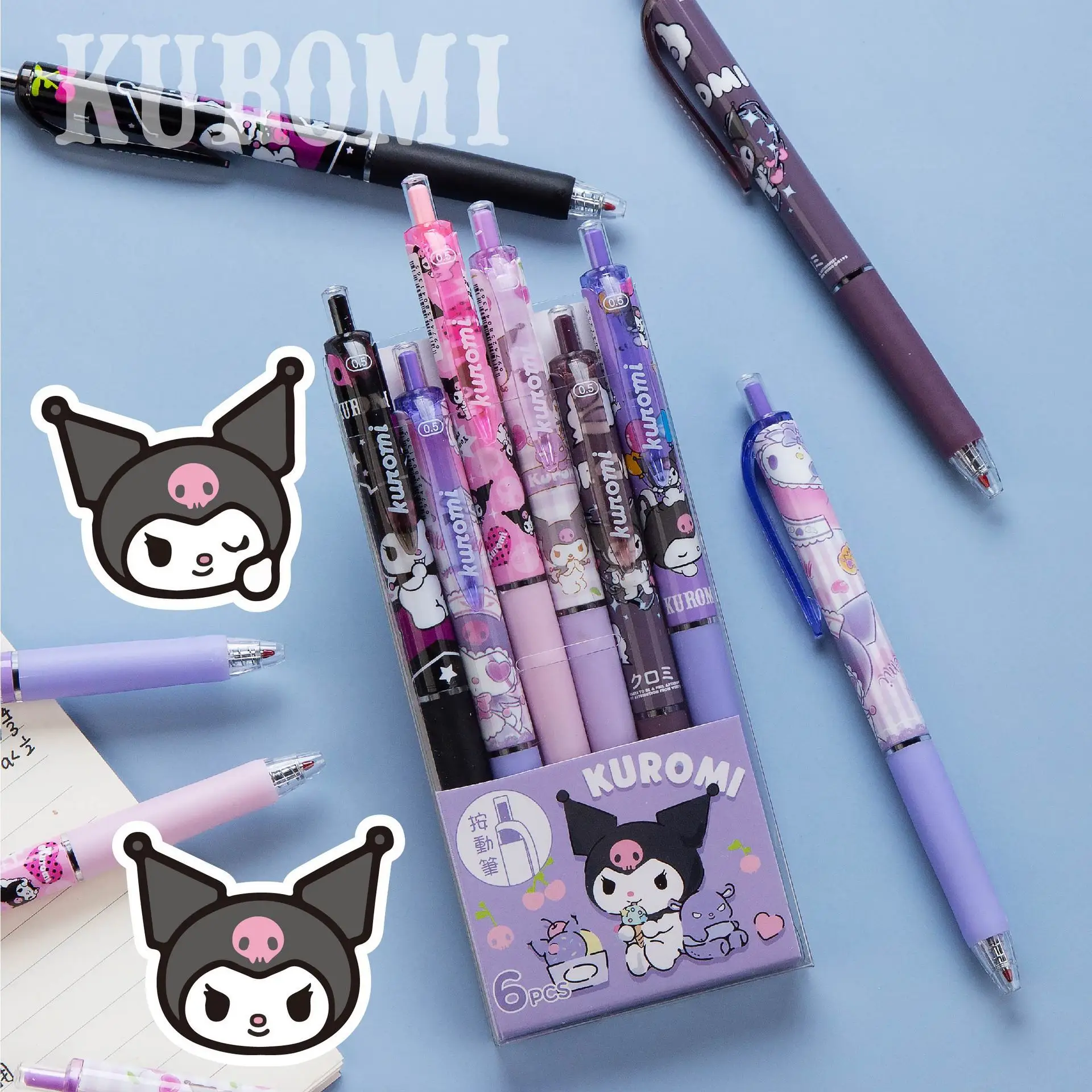 Sanrio Family Kuromi Press The Rollerball Pen Signature Pen Black Ink Pen Cartoon Cute Bullet  Wholesale Of Student Stationery