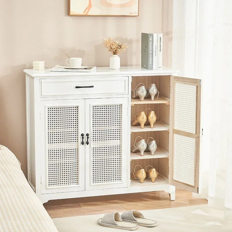 Organizer Shelf Shoe Rack Drawer Storage Simple Rattan Shoe Cabinet Display Open Kitchen Muebles Para El Hogar Furniture