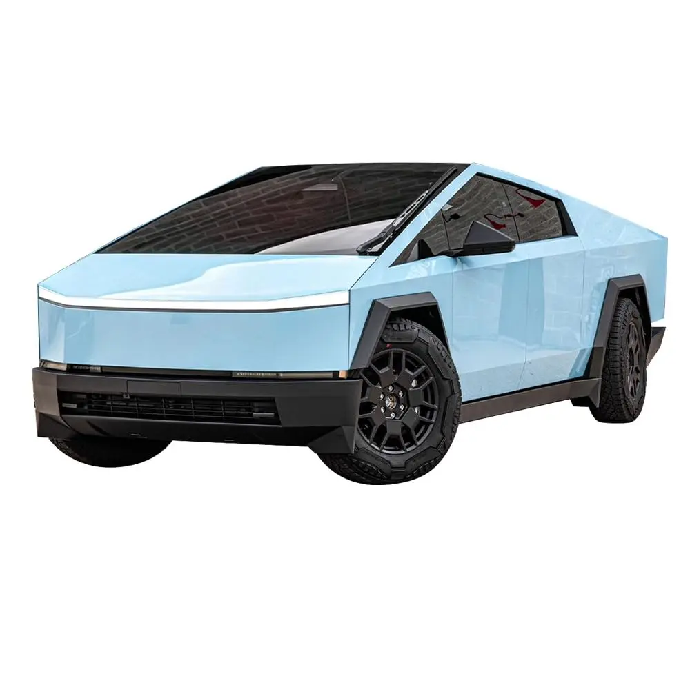 For Tesla Cybertruck 2024-2026 DIY Glacier Blue Precut Body Color Change Paint Protection Wrap Film PVC Exterior Accessories ﻿