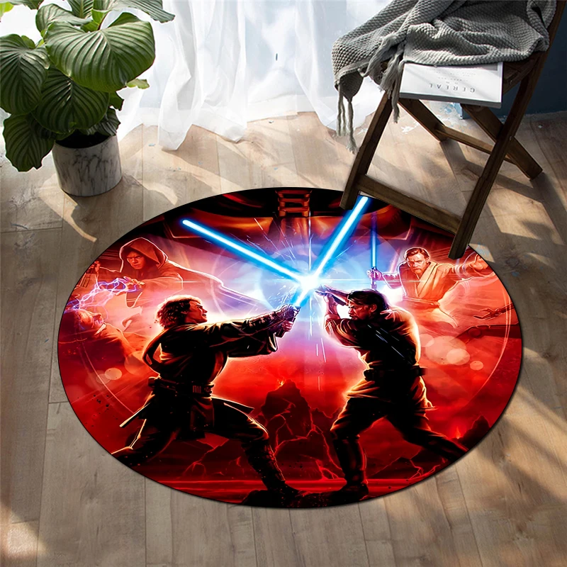 Star War printing Round Carpet for Living Room Rugs Camping Picnic Mats Flannel Anti-Slip Rug Yoga Mat Gifts, Hello Kitty