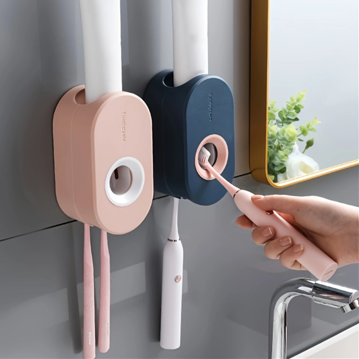 

1pc Automatic Toothpaste Dispenser - Space-Saving Wall Mounted Design with Toothpaste Squeezer, Built-in Holders, and Mess-Free