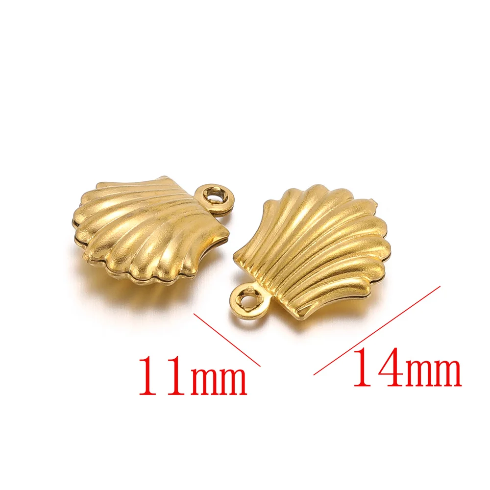 20Pcs 11x14mm Stainless Steel Shell Loose Beads Charms Pendant For Jewelry Making DIY Handmade Bracelet Necklace Accessories - Detail 1
