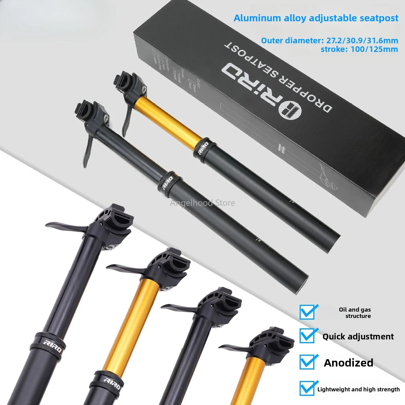 

Bicycle Air Lift Seat Tube Adjustable Seat Post MTB Road Bike Manual Contro Oil Pressure 27.2/30.9/31.6mm