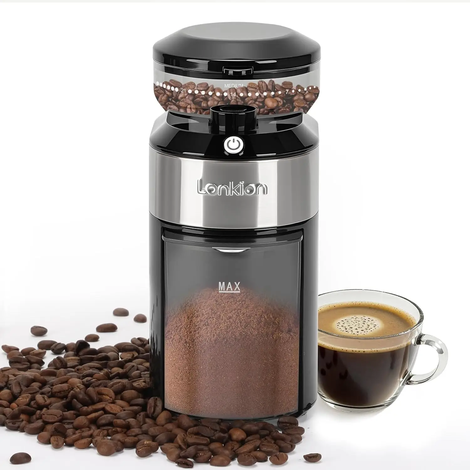

Burr Coffee Grinder - Electric Coffee Bean Grinder with 28 Adjustable Grind Settings For 2-12 Cups - Adjustable Coffee G