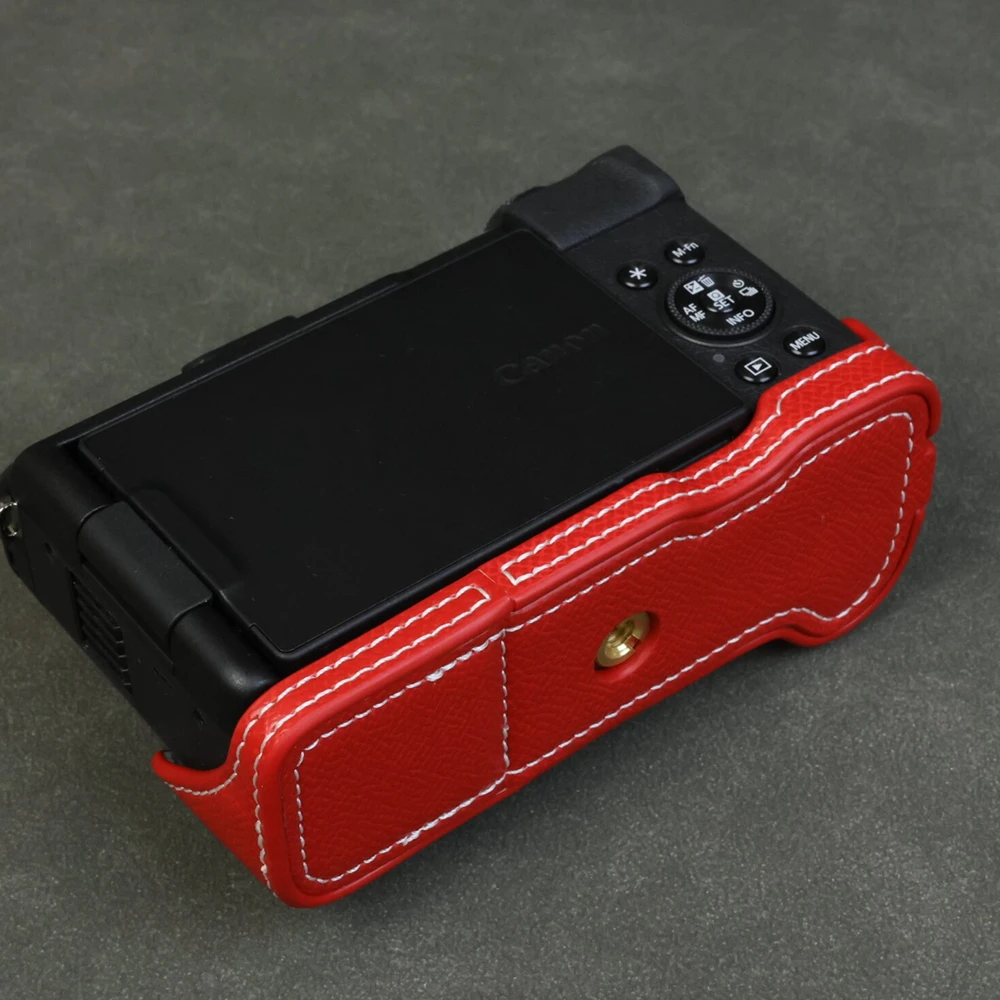 Protector de base de cuerpo de media funda de cámara V1 PU para cámara Canon PowerShot V1