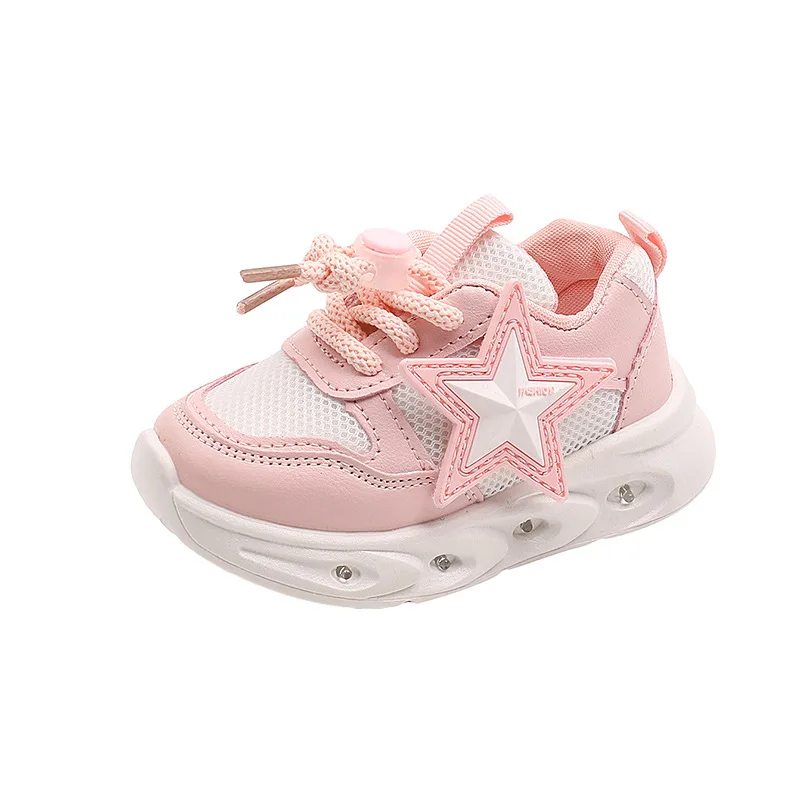 Baskets en maille respirante à LED pour enfants, chaussures de course pour enfants, semelle Shoous, chaussures décontractées, non ald, marche, garçons, filles, nouveau, 2024