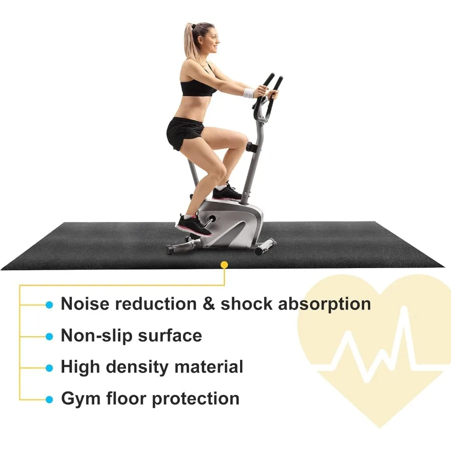 Large Exercise Equipment Mat 96x38 For Home Gym Use, Heavy-Duty PVC, Black, Non-Slip And Shock-Absorbing