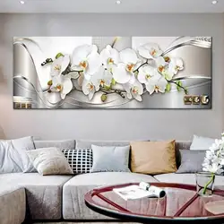 Pittura diamante Extra Large Size fiori di orchidea bianca fai da te mosaico completo ricamo linea astratta fantasia arte floreale decorazione della parete