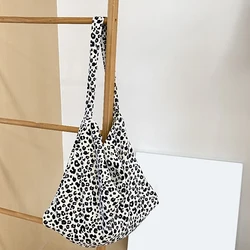 Female Leopard Print Messenger Bag Modern Shoulder Canvas Bag Student Diagonal Large Capacity Straddle Bag