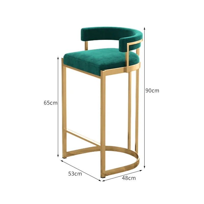 Premium Gold Bar Stool Nordic High Quality Italian Back Party Chairs Round Cushion Comfortable Taburetes De Bar Furniture