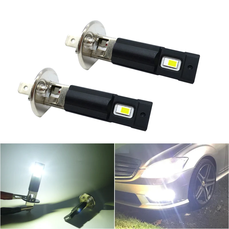 2Pcs Super Bright H1 LED Bulb Car Fog Lights Driving Day Running Lamp DRL 12V 24V White